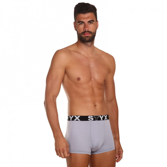 3PACK pánské boxerky Styx sportovní guma šedé (G10676767)