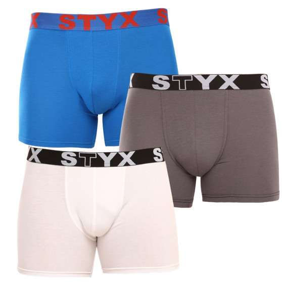 3PACK pánské boxerky Styx long sportovní guma vícebarevné (3U10137)