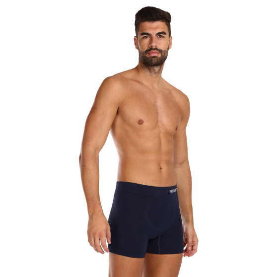 5PACK pánské boxerky Nedeto bezešvé bambusové modré (5NDTB002S)