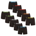 10PACK pánské boxerky Styx long sportovní guma černé (10U9601)