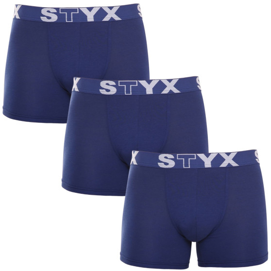 3PACK pánské boxerky Styx long sportovní guma modré (3U968)