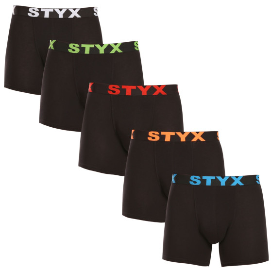 5PACK pánské boxerky Styx long sportovní guma černé (5U9602)