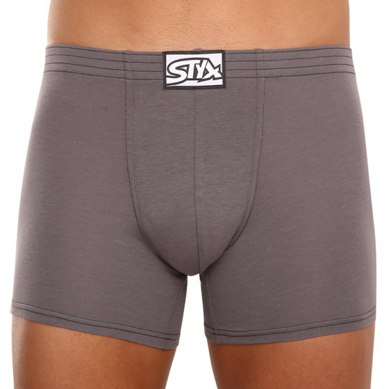 3PACK pánské boxerky Styx long klasická guma tmavě šedé (3F1063)