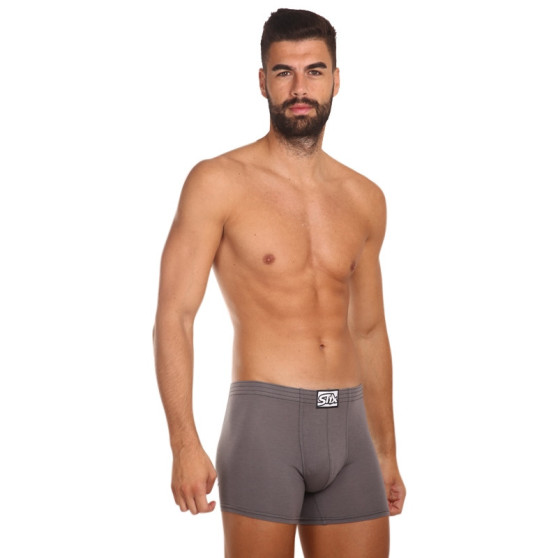 3PACK pánské boxerky Styx long klasická guma tmavě šedé (3F1063)