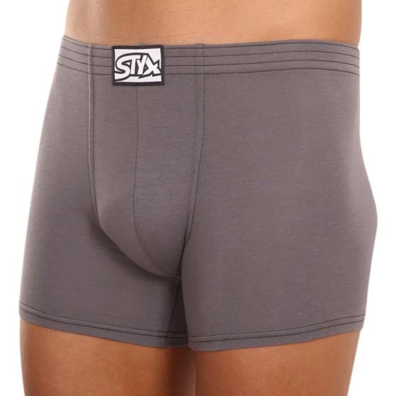 3PACK pánské boxerky Styx long klasická guma tmavě šedé (3F1063)