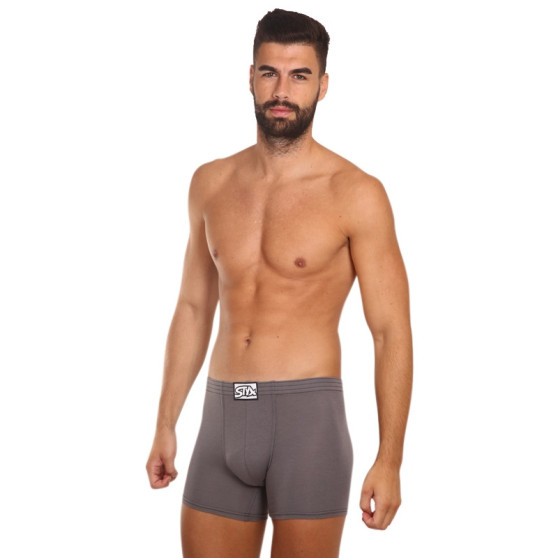 3PACK pánské boxerky Styx long klasická guma tmavě šedé (3F1063)