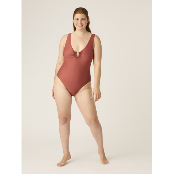 Menstruační plavky Modibodi High V Neck One Piece Sahara Red (MODI4370SR)