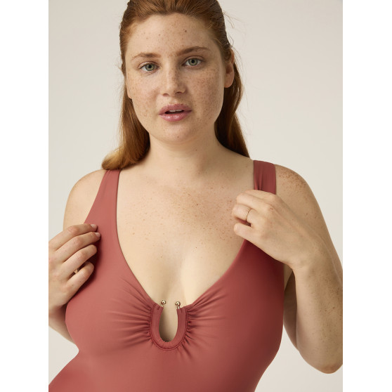 Menstruační plavky Modibodi High V Neck One Piece Sahara Red (MODI4370SR)