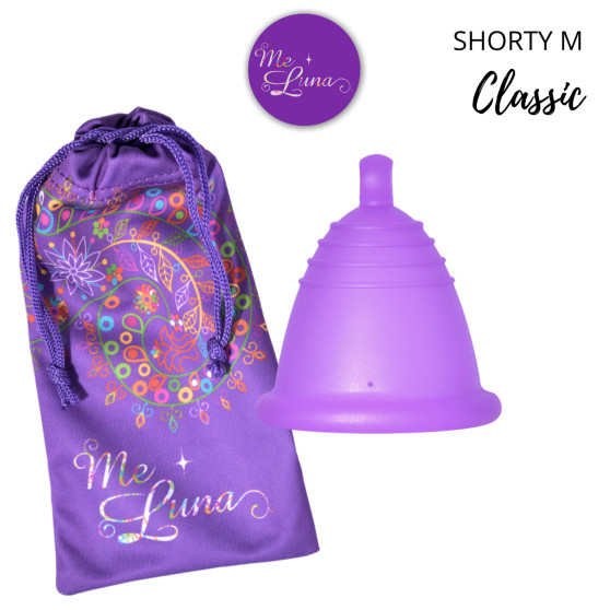 Menstruační kalíšek Me Luna Classic M Shorty s kuličkou fialová (MELU090)
