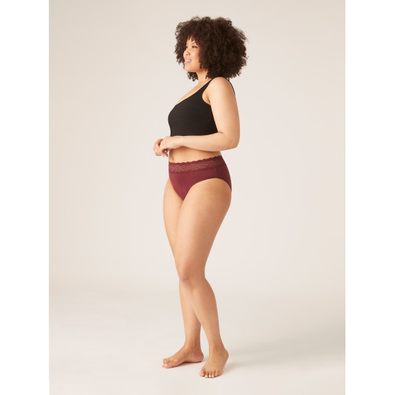 Menstruační kalhotky Modibodi Sensual Hi-Waist Bikini Heavy-Overnight Merlot Red - VYBALENÉ (MODI4040MRVYB)