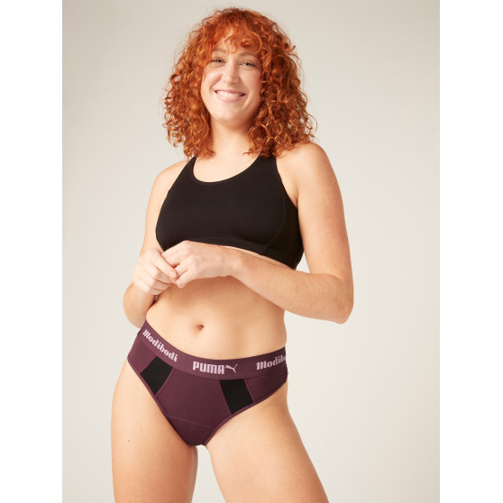 Menstruační kalhotky PUMA & Modibodi Active Thong Super Light Grape - VYBALENÉ (MODI4093GVYB)